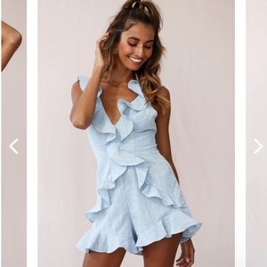 Selfie Leslie blue/white stripper romper small